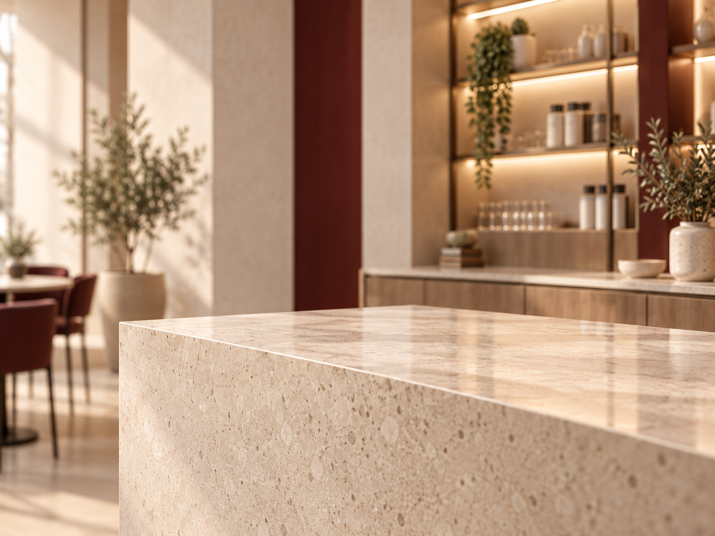 A warm, welcoming café or retail counter, ready for DATELY®